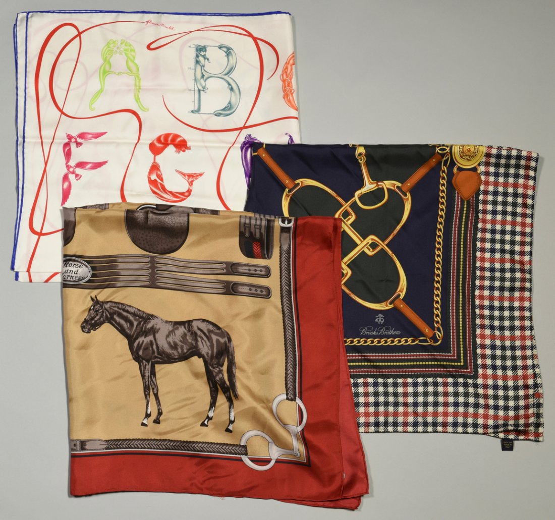 3 Silk scarves, including Hermes, Brooks Brothers. (1 of 10)