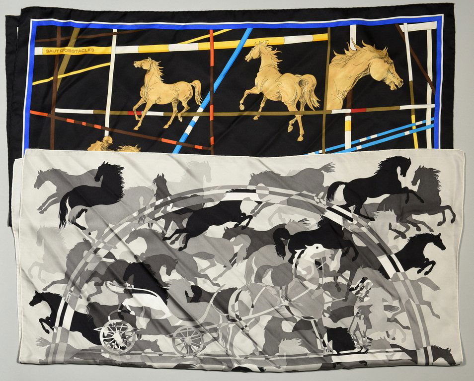 2 Hermes Silk Scarves, Incl "Ex Libris En Camo" (1 of 10)