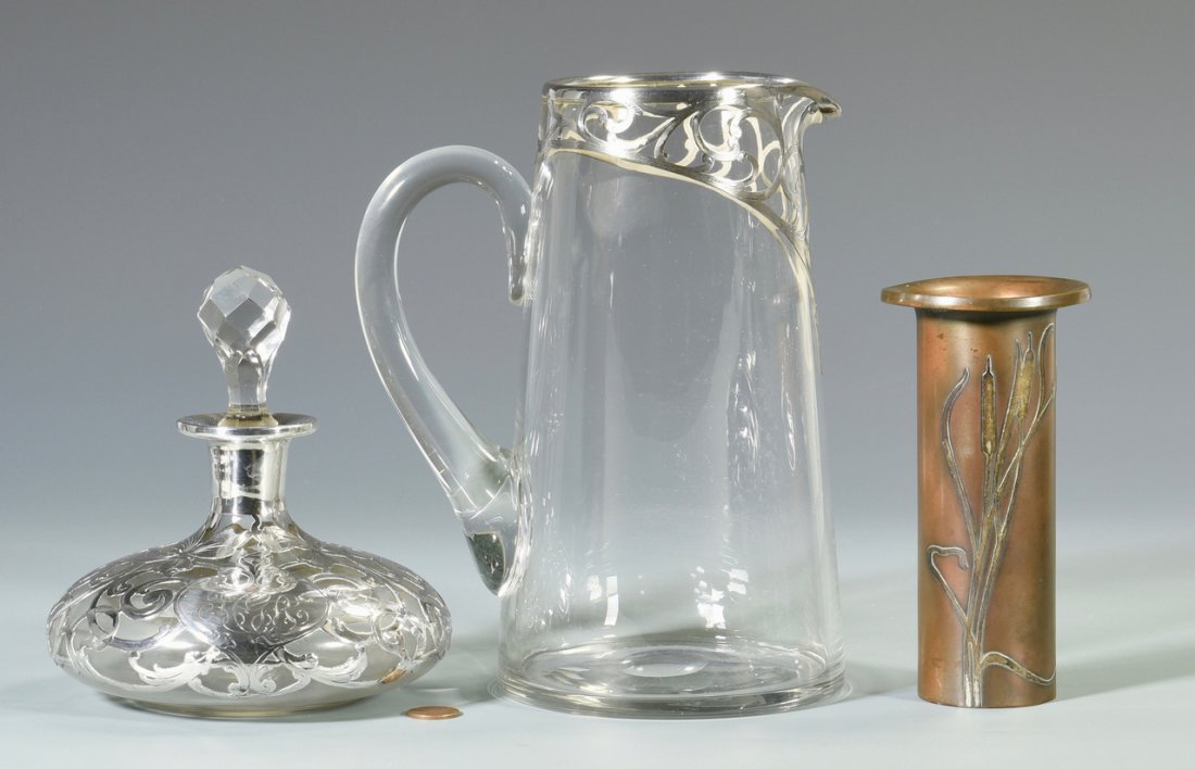 2 Silver Overlay Glass Items + 1 other (1 of 8)