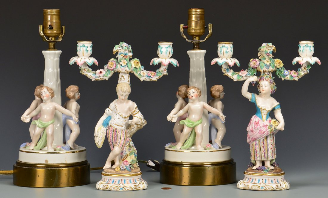 Pr. German Figural Candelabra & European Lamps (1 of 10)
