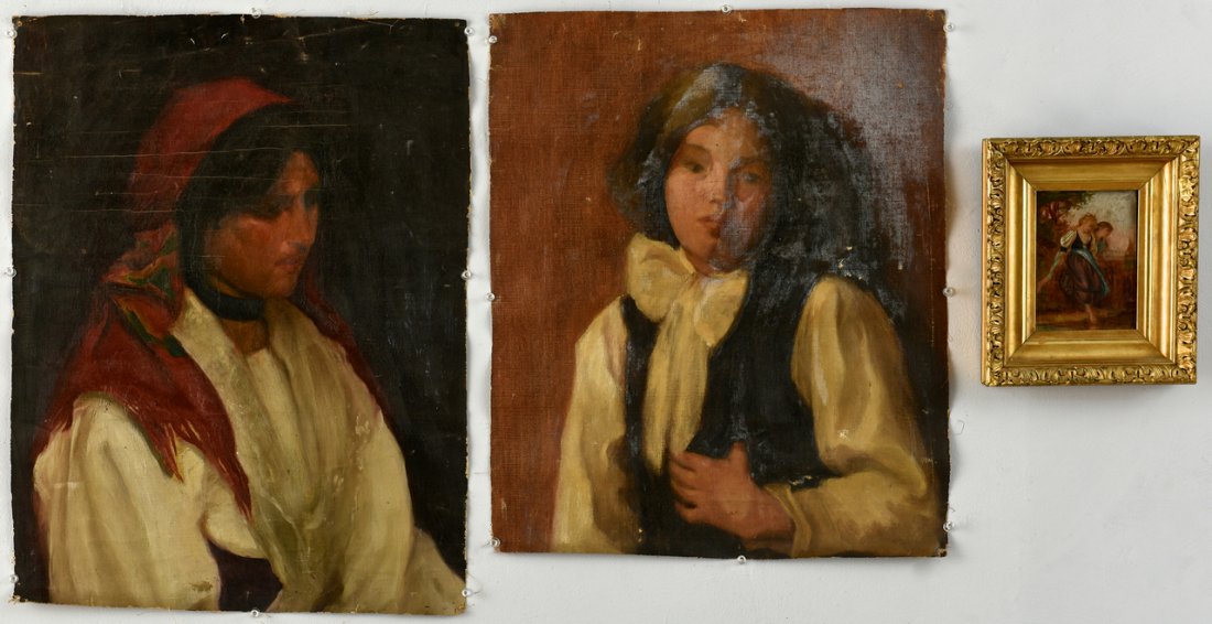 2 Continental Portraits and 1 oil on board (1 of 6)
