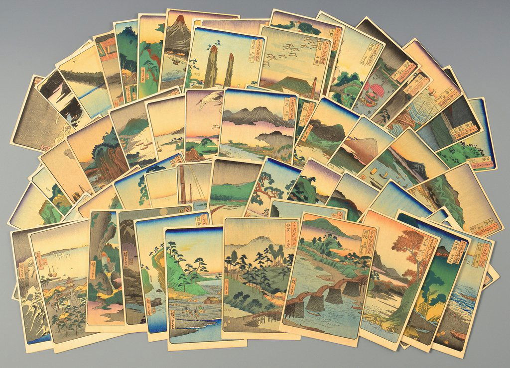 Collection Japanese Woodblock Postcards, 53 Stations (1 of 4)