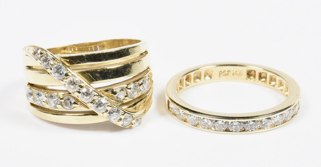 Two 14K  Bands, one with diamonds (1 of 6)