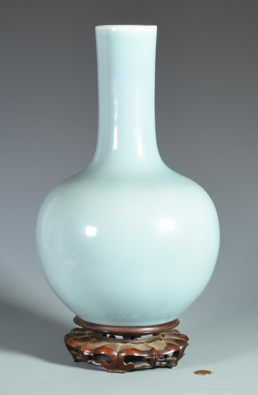Large Pale Blue Chinese Bottle Form Vase (1 of 7)