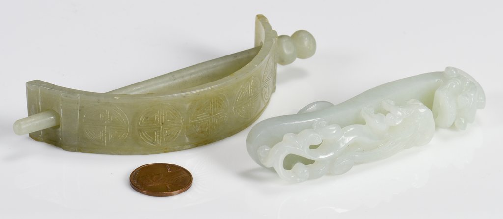 2 Chinese Jade Items, Belt Hook & Hair Clasp (1 of 10)