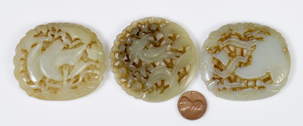 3 Chinese Carved Jade Plaques (1 of 7)