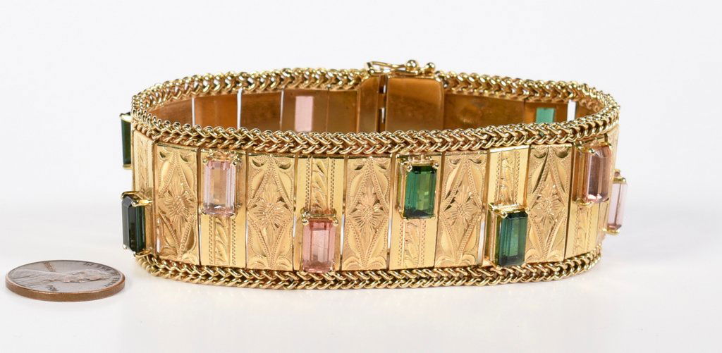 18K Vintage Tourmaline Bracelet, 63.2 grams (1 of 7)