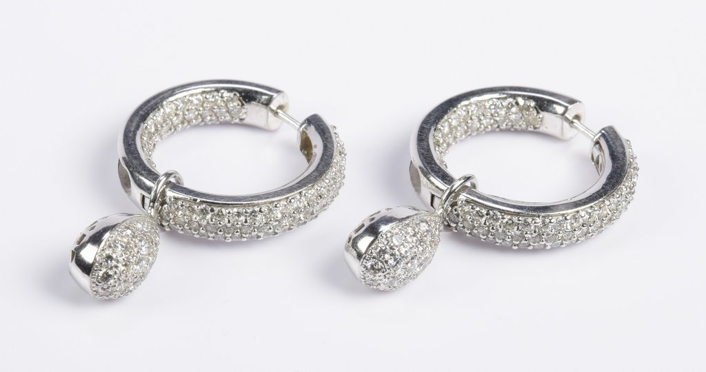 Diamond Hoop Earrings with Drops, 14K & 18K (1 of 7)