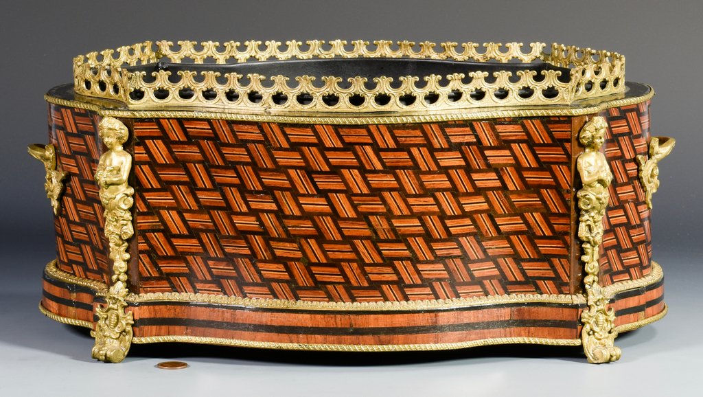 French Parquetry Jardiniere w/ Gilt Bronze Mounts (1 of 8)