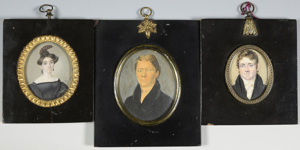 3 Miniature Portraits inc. signed lady (1 of 5)