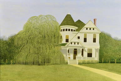 Carroll Cloar Acrylic on Board, Weeping Willow