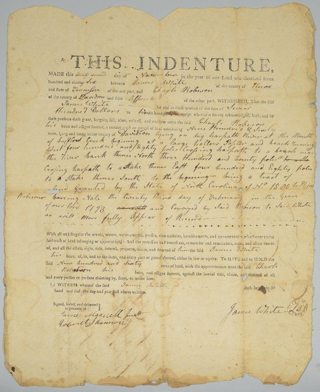 James White (founder of Knoxville) signed land sale in (1 of 5)