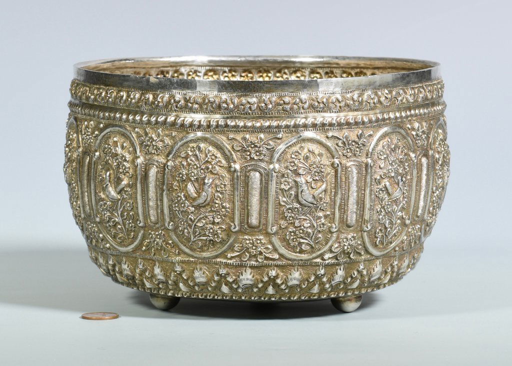 Asian Repousse Silver Bowl (1 of 7)