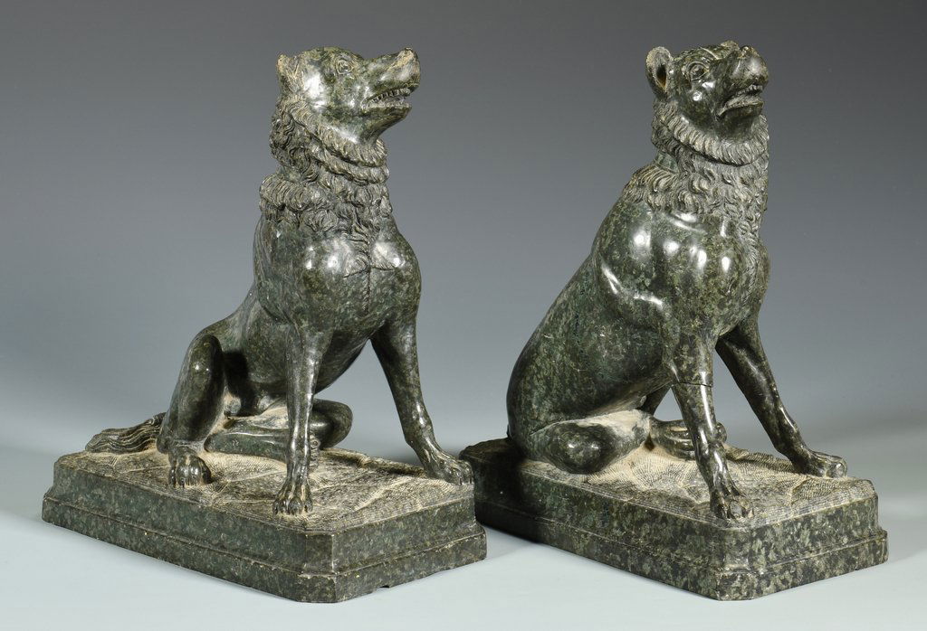 Pr. 19th cent. Variegated Marble Dogs (1 of 10)