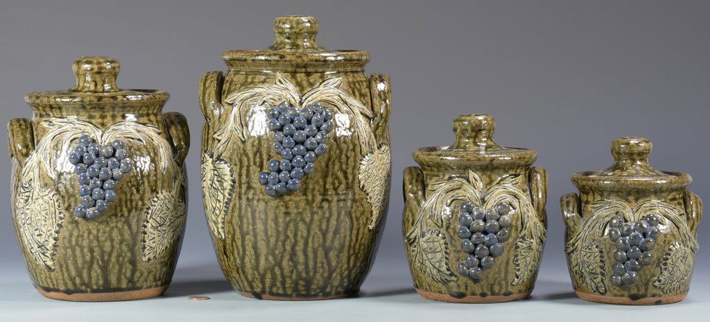 Georgia Folk Pottery Canister Set, Meaders (1 of 8)