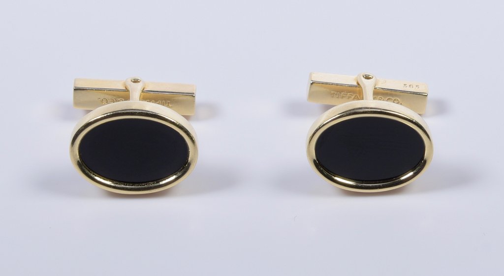 Pair Tiffany 14K Onyx Cufflinks (1 of 7)
