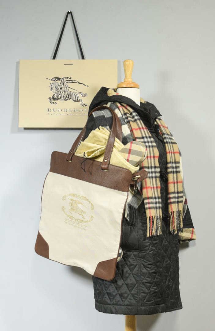 Burberry Hooded Coat, Tote, Umbrella & Scarves (1 of 10)