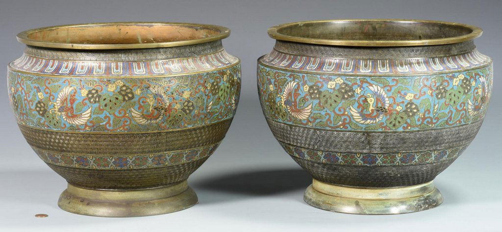 Pr. Asian Cloisonne Jardinieres (1 of 7)