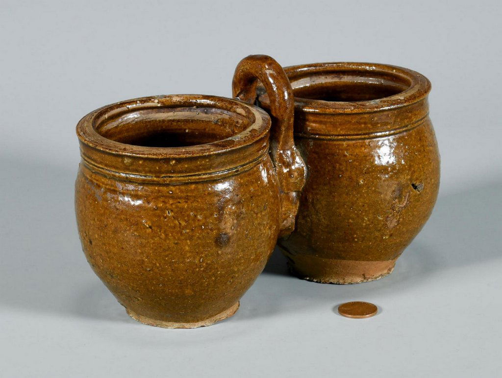 American Redware Double Jar w/ Handle (1 of 8)