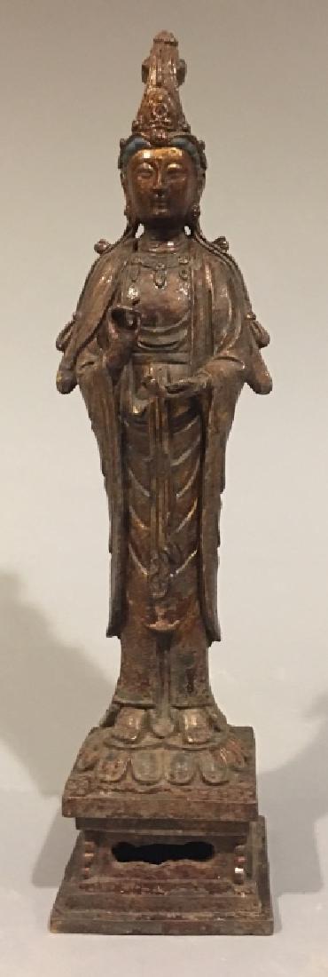 Chinese bronze figure of a standing guanyin (1 of 8)