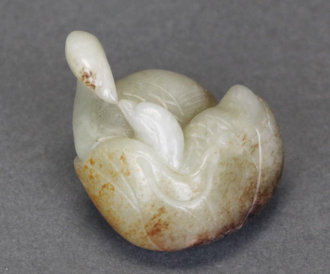 Chinese celadon jade carving of two swans, 19th c. (1 of 6)