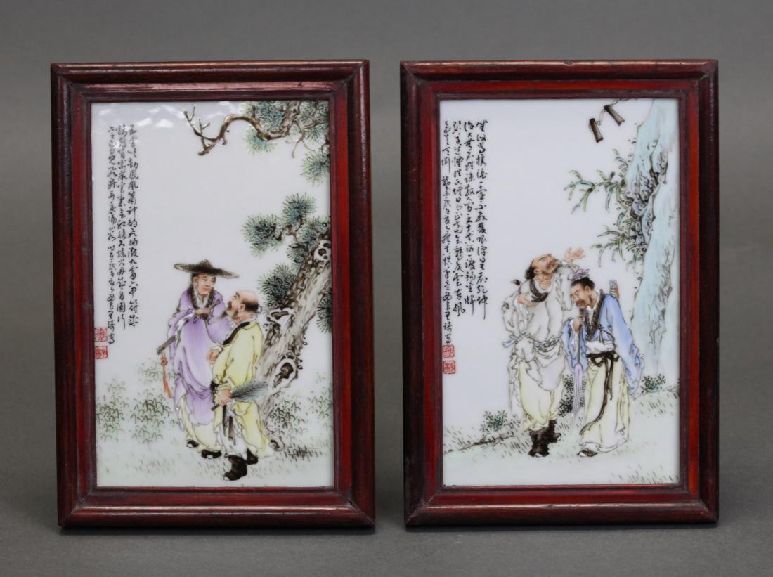 pair of framed Chinese porcelain plaques (1 of 6)