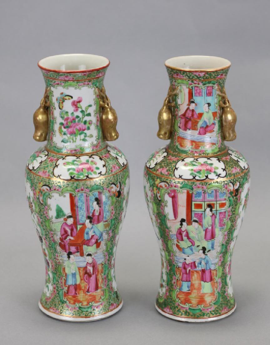 pair of Chinese rose medallion porcelain vases 19th c. (1 of 8)