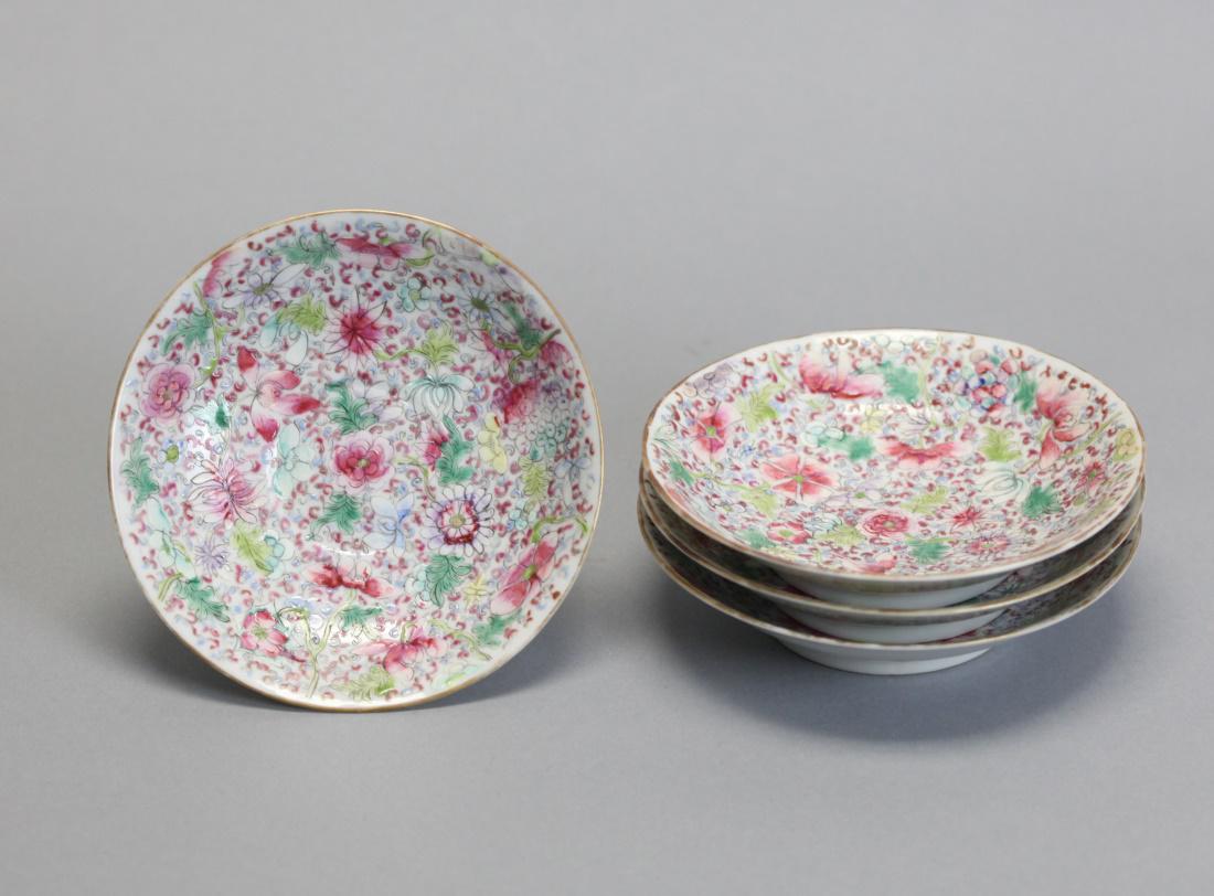 4 Chinese famille rose porcelain plates, Qing dynasty (1 of 8)