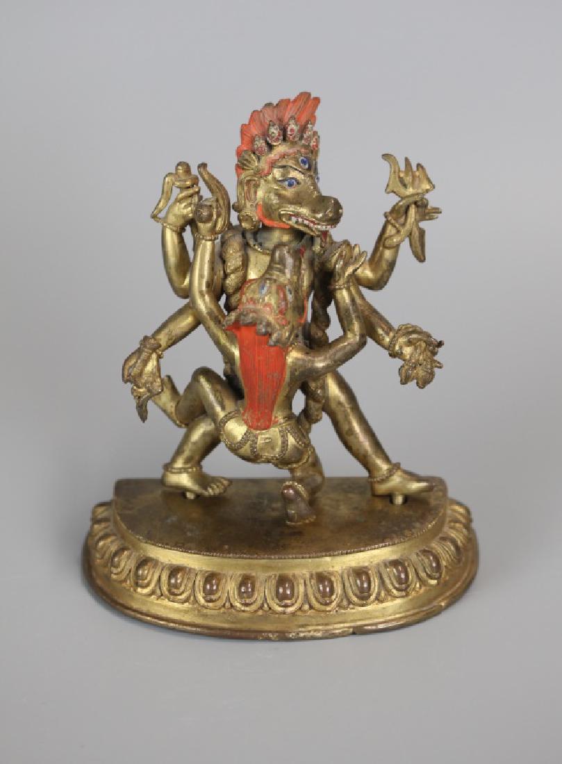Tibetan bronze deity w/ consort, 19th c. (1 of 4)