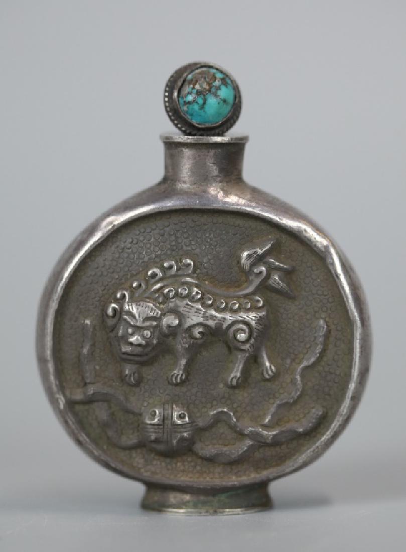 Chinese Mongolian silver snuff bottle (1 of 4)