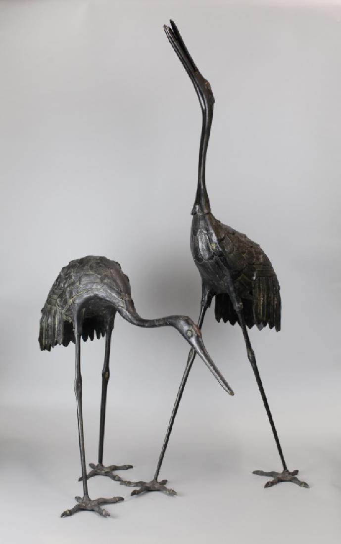 pair of large Japanese bronze cranes, 19th c. (1 of 5)