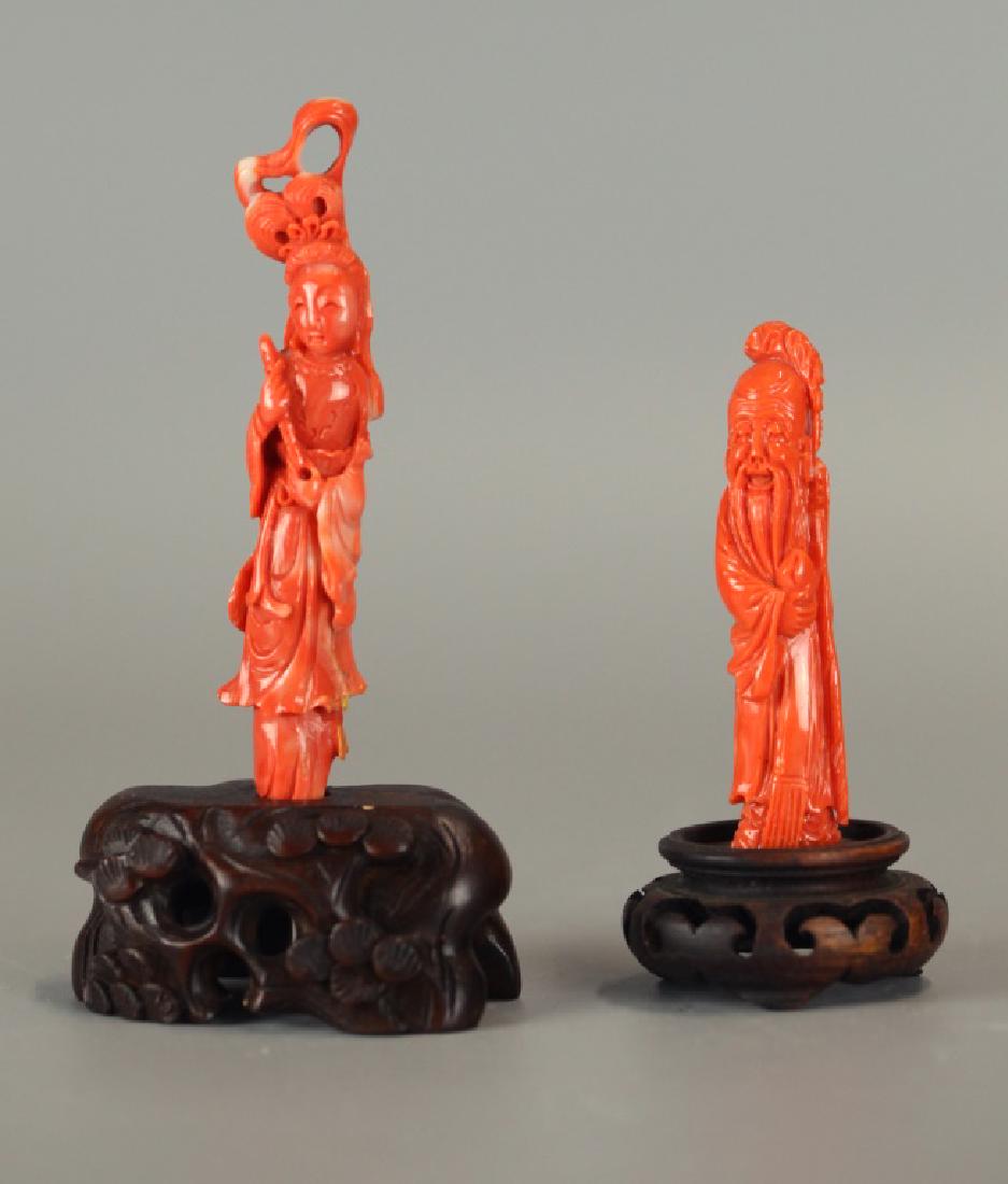 2 Chinese coral carvings of immortals (1 of 7)