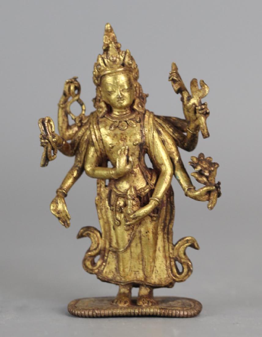 Chinese Tibetan gilded bronze deity (1 of 5)