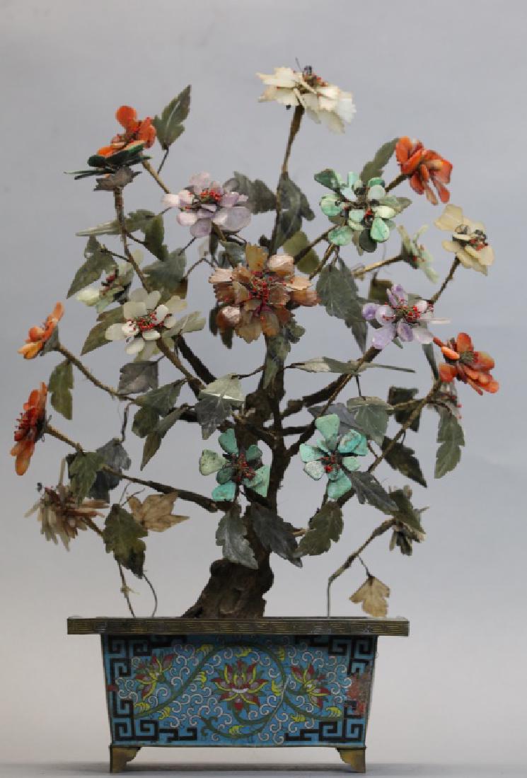Chinese bonsai flower tree in cloisonne base (1 of 3)