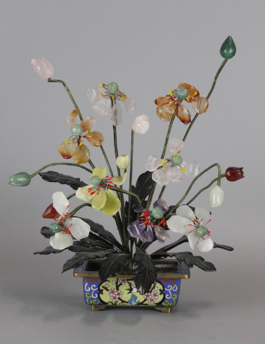 Chinese bonsai jade/stone flower tree (1 of 8)