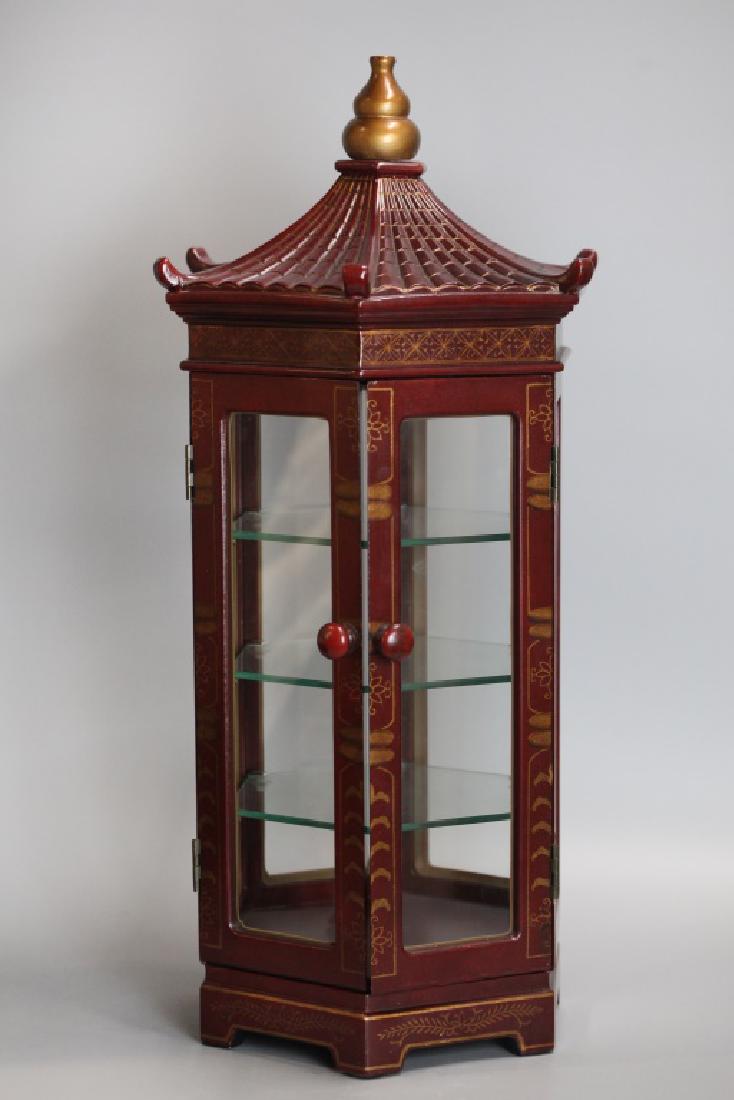Chinese lacquer pagoda form display case w/ shelves (1 of 6)