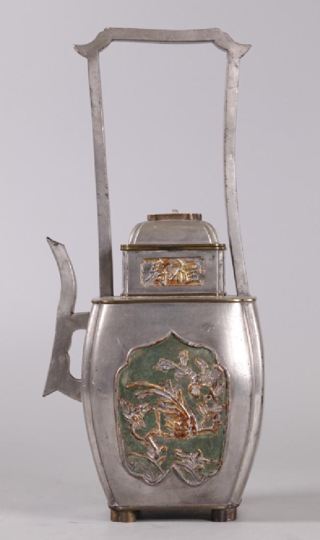 Chinese pewter teapot, possibly 19th c. (1 of 6)