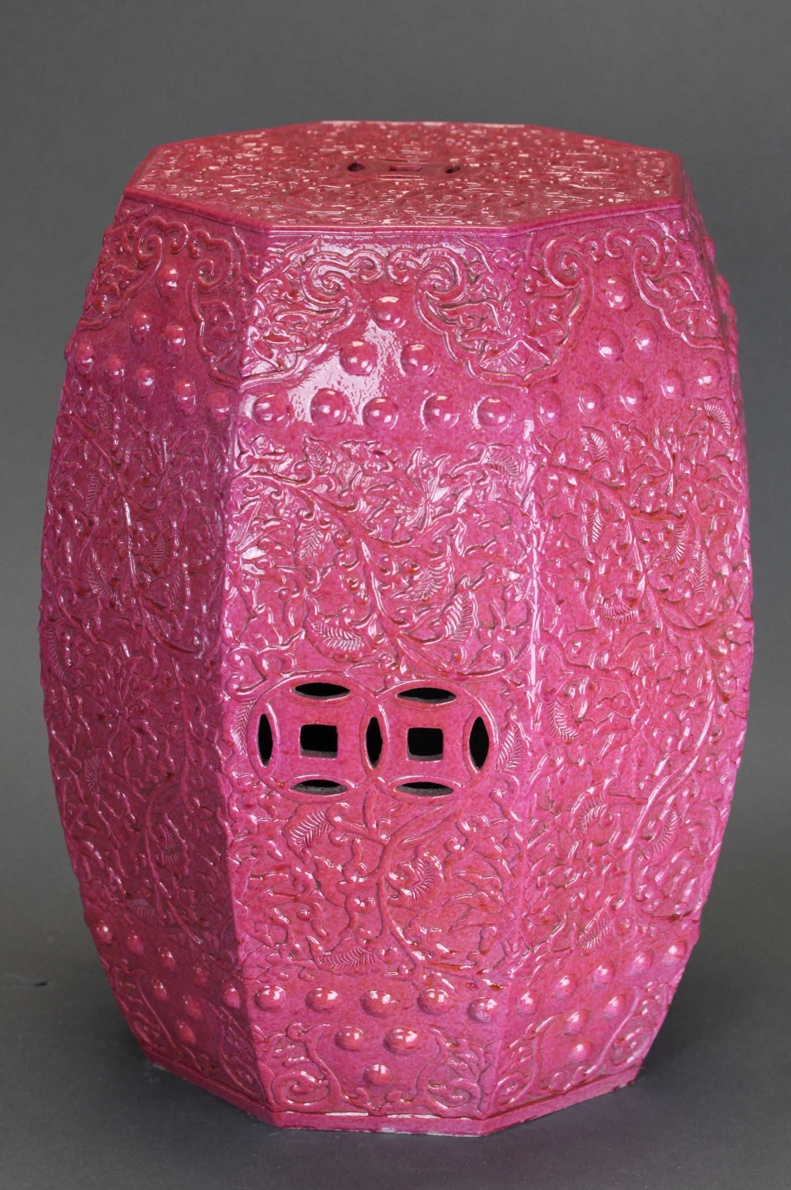 Chinese ruby red glazed porcelain garden seat (1 of 2)