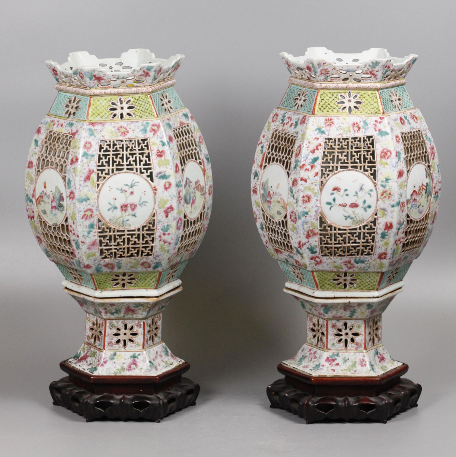 pair of Chinese porcelain lanterns, possibly 19th c. (1 of 3)
