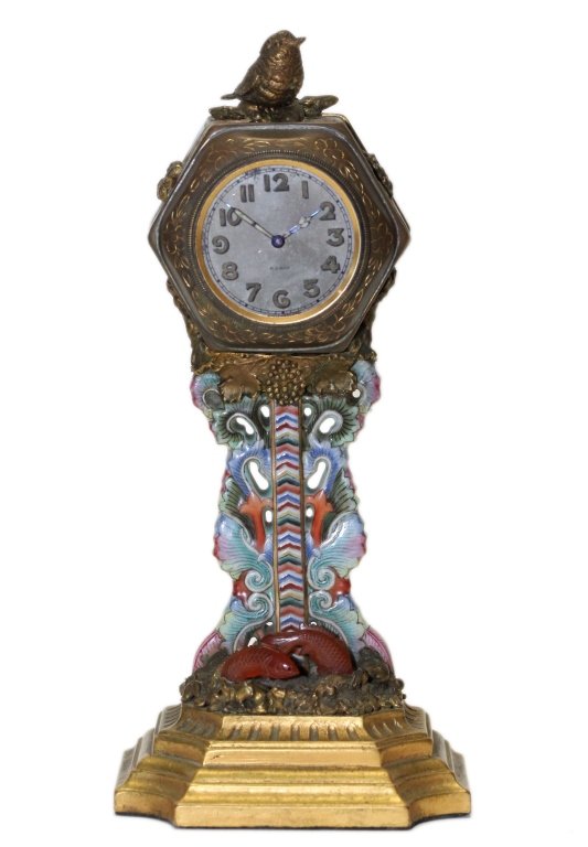 European bronze clock mounted on Chinese column (1 of 7)