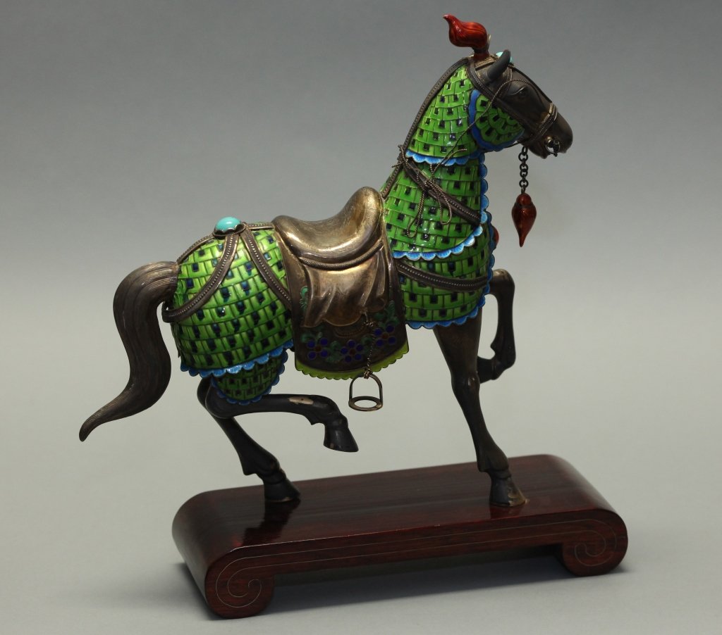 Chinese silver horse with enamel (1 of 7)