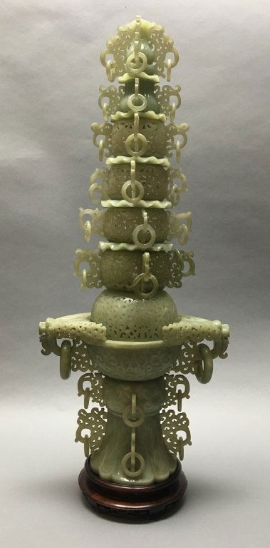 large intricately carved Chinese jade/stone censer (1 of 4)