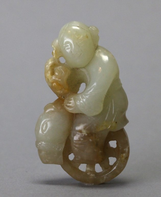 Chinese jade cycling ho ho boy pendant (1 of 3)