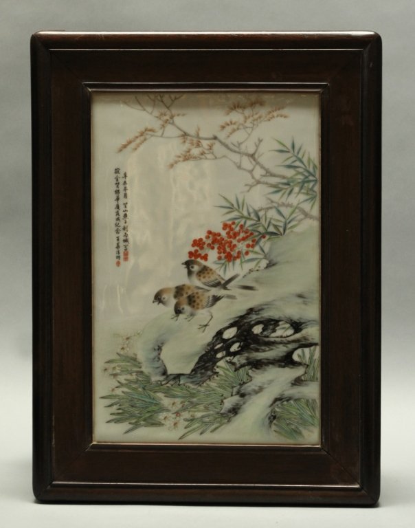 framed Chinese porcelain plaque (1 of 6)