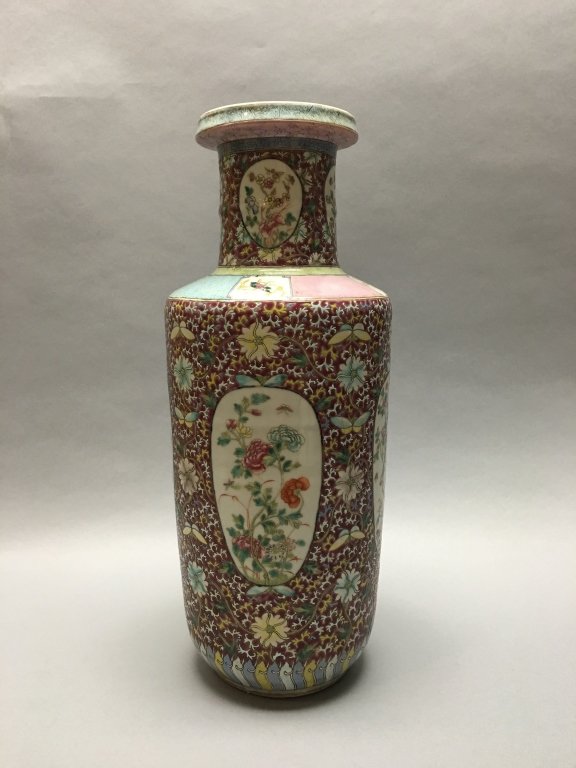Chinese multicolor vase w/ floral motif, Qing dynasty (1 of 4)