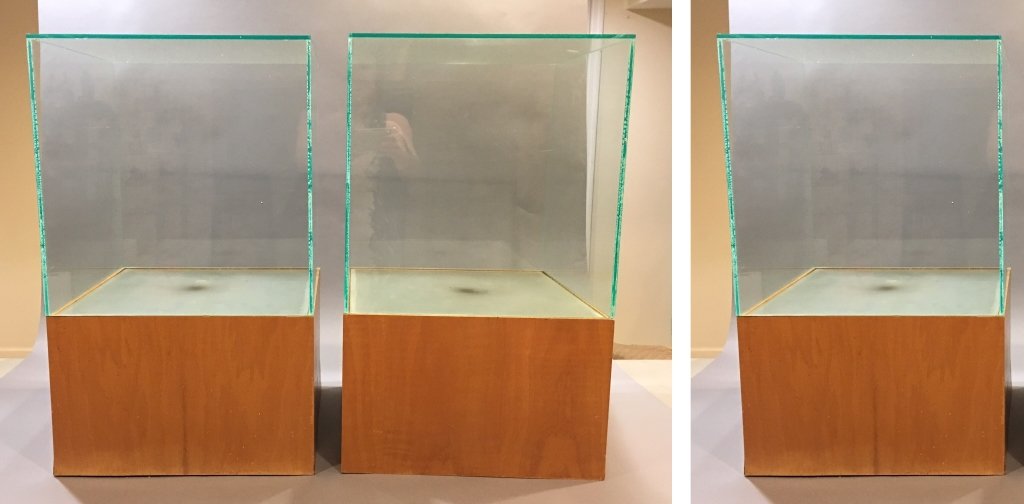 three plexiglass display cases mounted on hardwood (1 of 1)