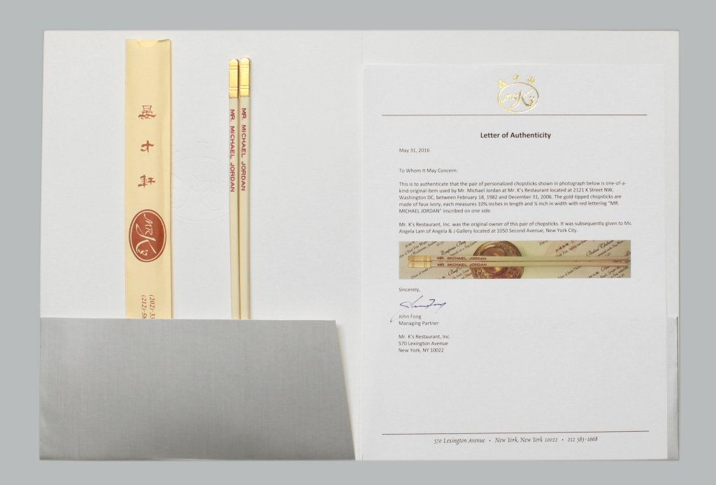 Mr. K's chopsticks made for & used by Michael Jordan (1 of 4)