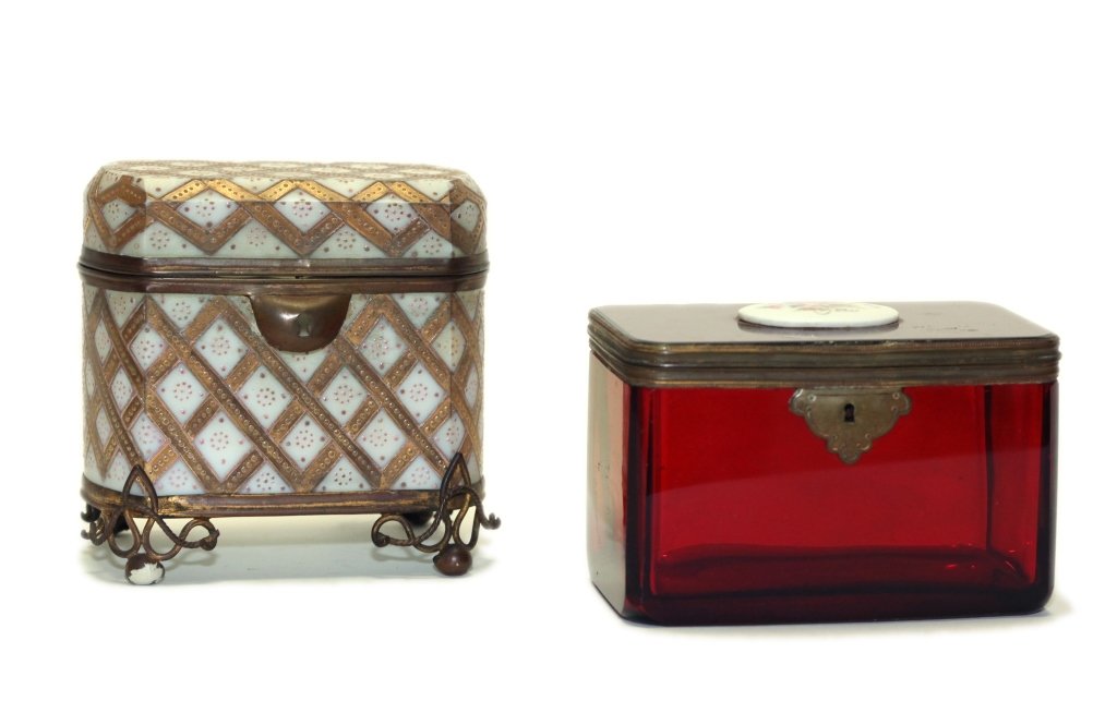 two bronze mounted glass table boxes, 19th c. (1 of 7)