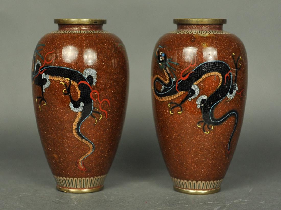 pair of cloisonne enamel vases (1 of 5)