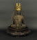 wooden Buddha wearing gilt bronze crown, 19th c. - 4
